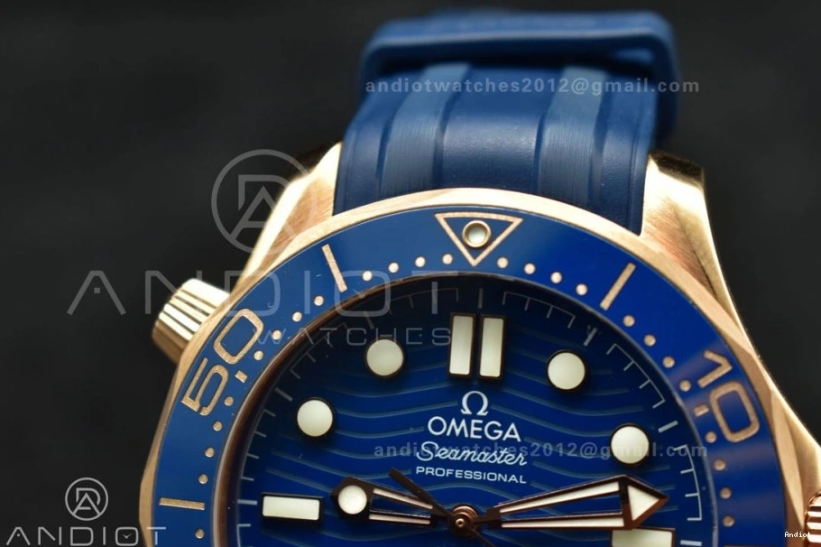 Best Seamaster Ceramic A8800 Blue VSF RG Diver 300M 1:1 Bracelet Blue On SS Dial SS Edition 1217
